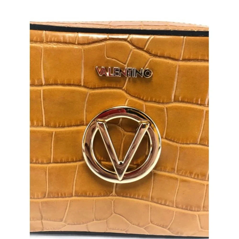 Mario Valentino Babette Croc Embossed Caramel Leather Cross Body Bag - Picture 3 of 11